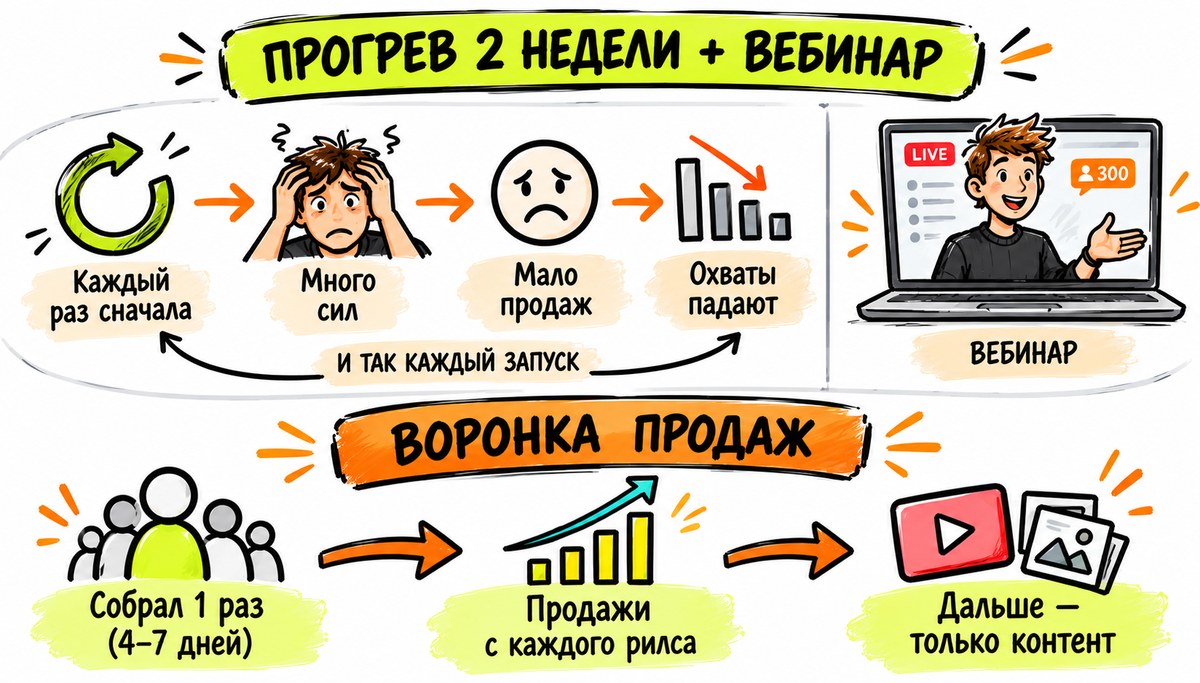 Два пути: прогрев с вебинаром против воронки продаж