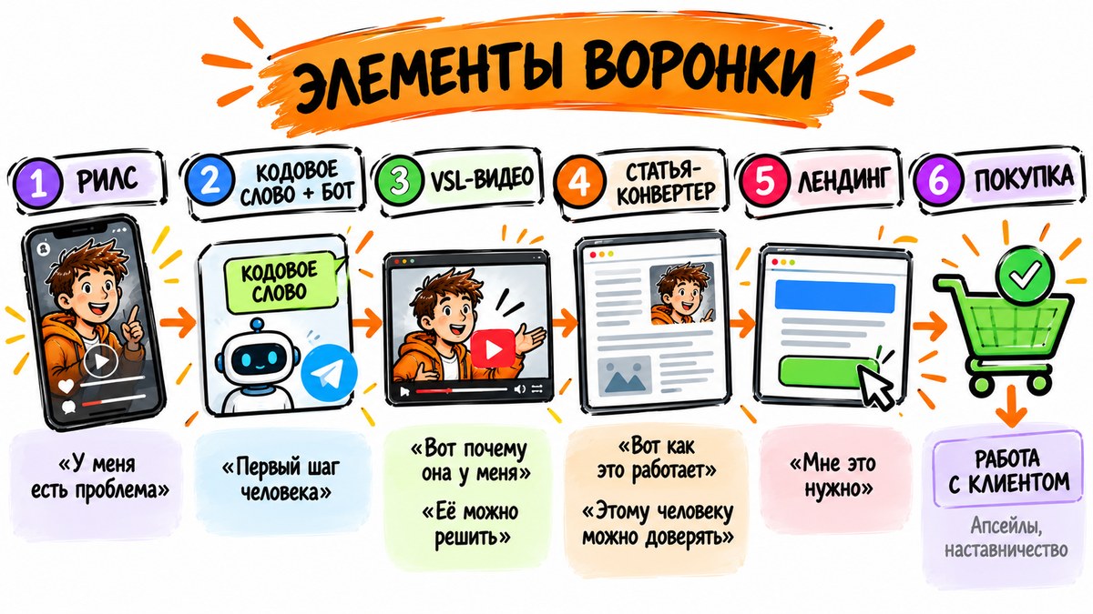 Элементы воронки и что происходит в голове человека